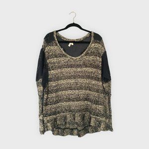 We The Free Long scoop neck sweater - Black and White (XL)